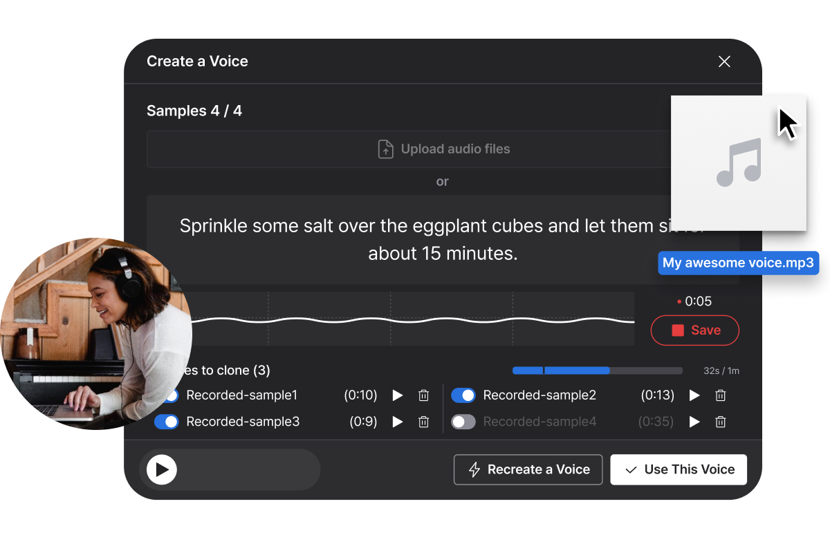 A screen displaying a create voice cloning model page